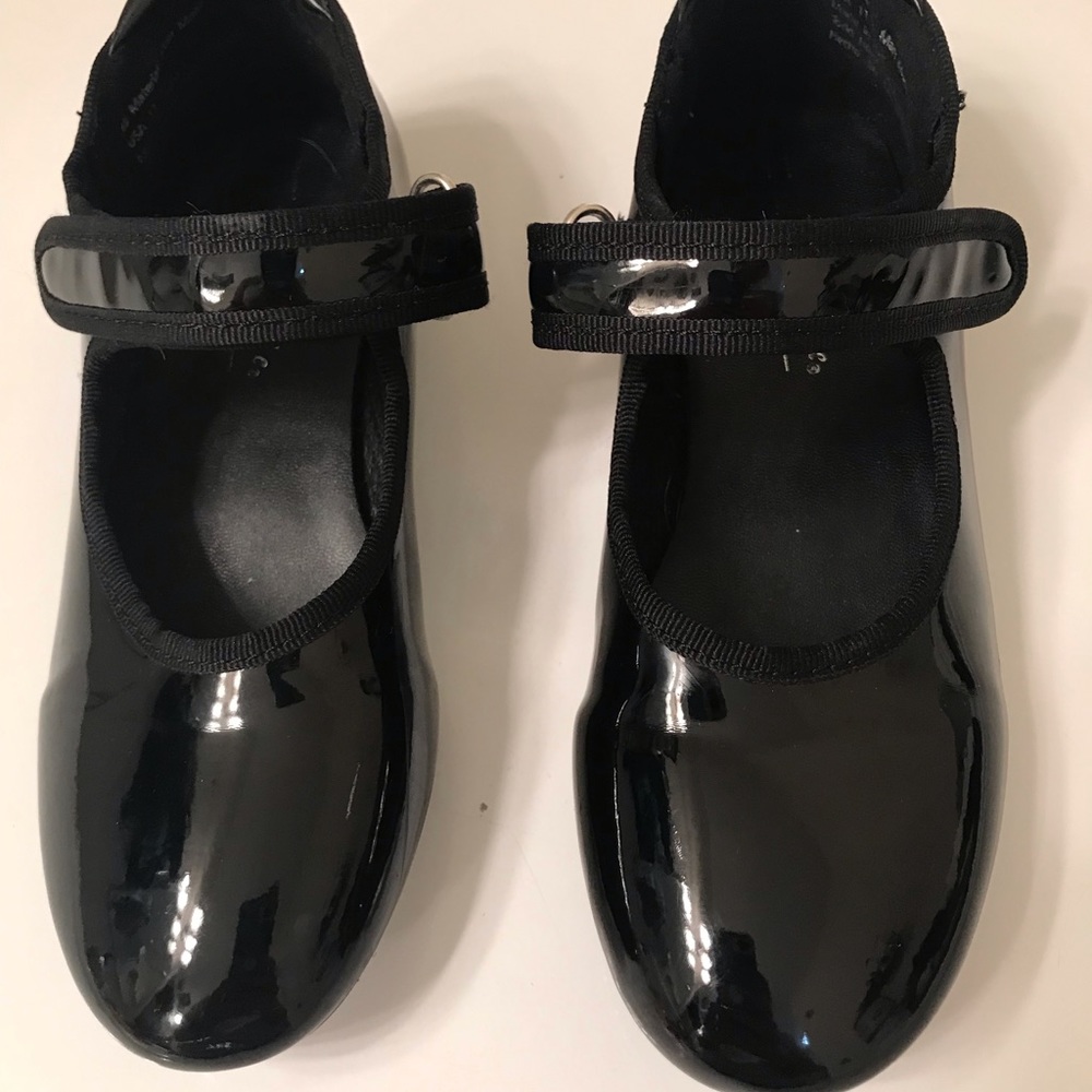 Girls Black Patent Dance/ Tap Shoes - Size 11